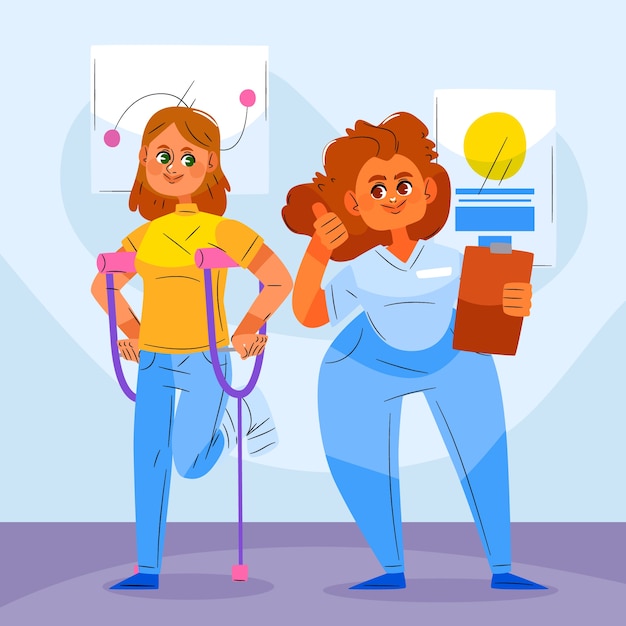 Hand drawn flat design occupational therapy illustration