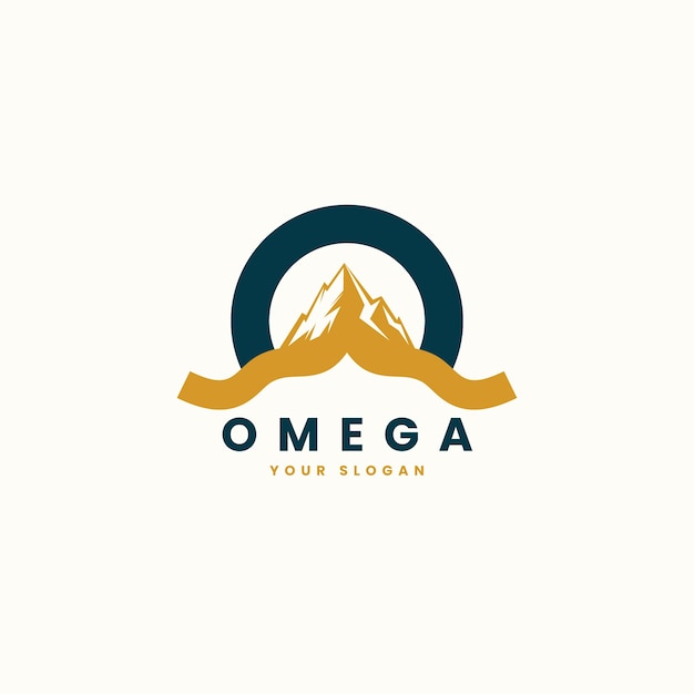 Logo omega di design piatto disegnato a mano