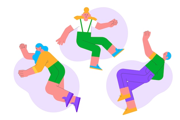 Vector hand drawn flat design people falling collection