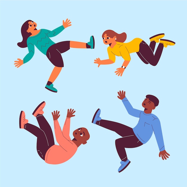 Vector hand drawn flat design people falling collection