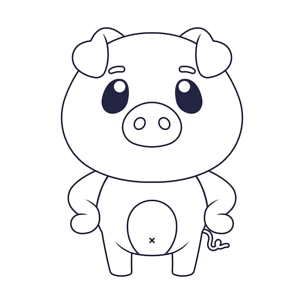 Hand drawn flat design pig outline