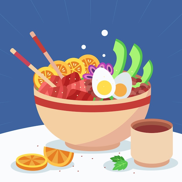 Hand drawn flat design poke illustration