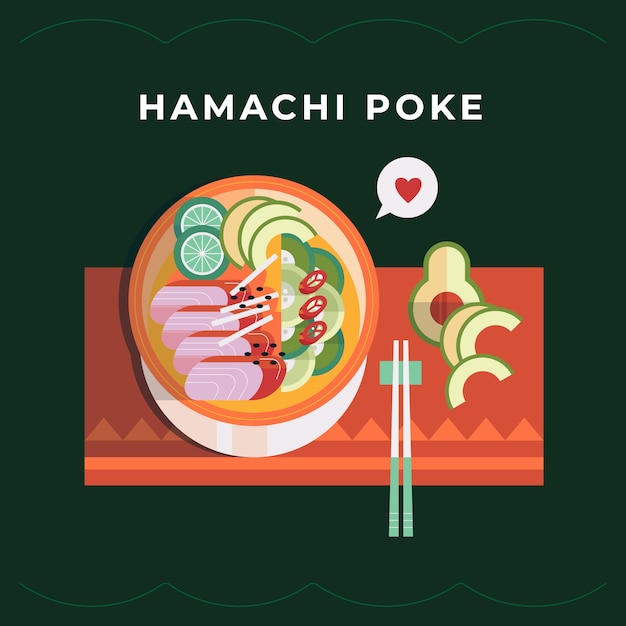 Hand drawn flat design poke illustration