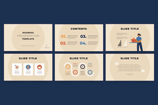 Vector hand drawn flat design presentation templates