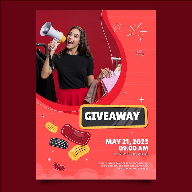 Hand drawn flat design raffle flyer template