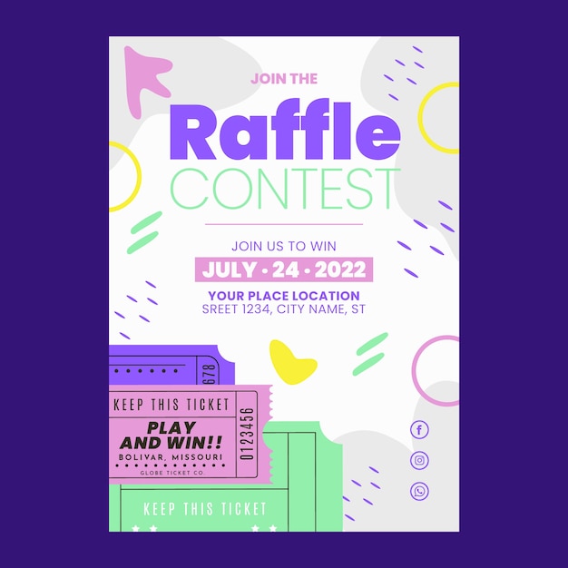 Hand drawn flat design raffle flyer template