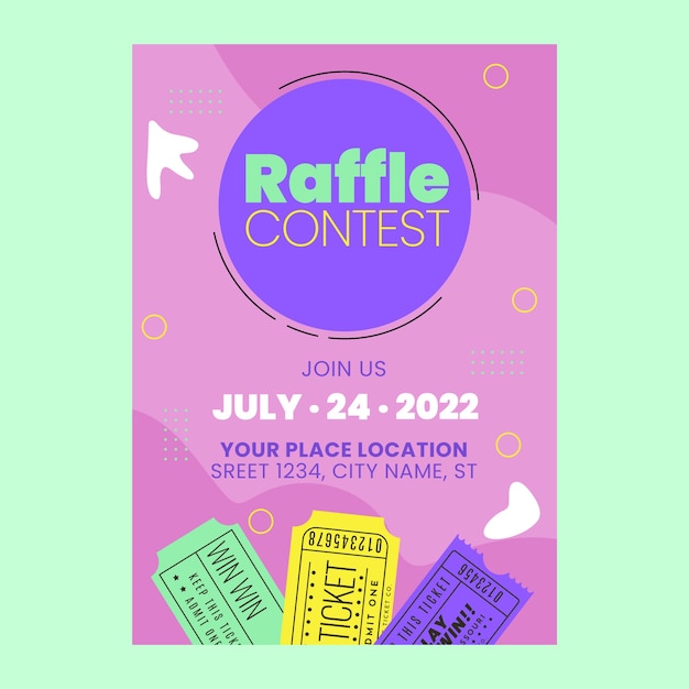 Vector hand drawn flat design raffle flyer template