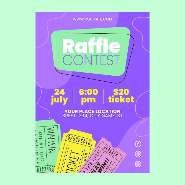 Hand drawn flat design raffle flyer template