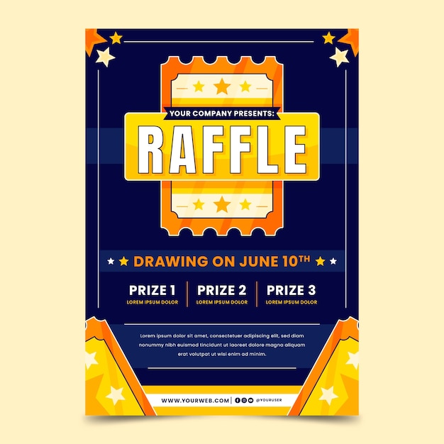 Vector hand drawn flat design raffle flyer template