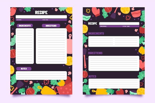 hand drawn flat design recipe book