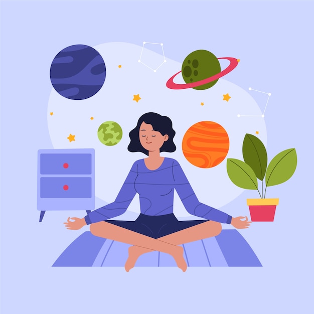 hand drawn flat design retreat illustration