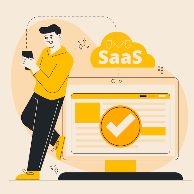 Vector hand drawn flat design saas illustration