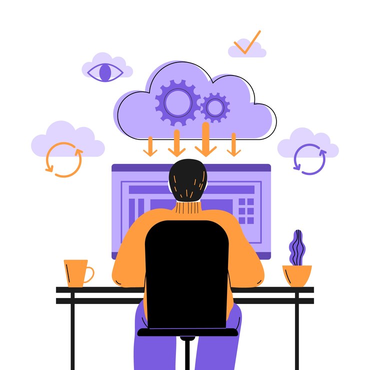 Vector hand drawn flat design saas illustration
