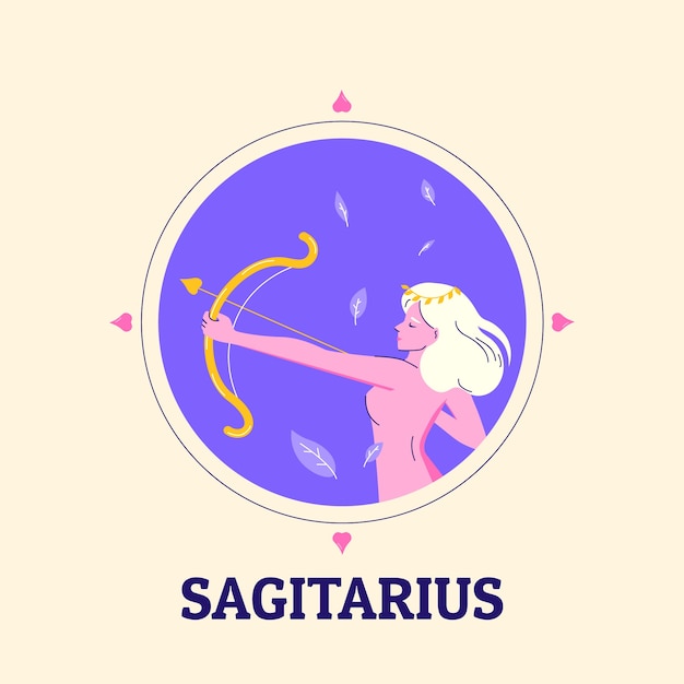 Hand drawn flat design sagittarius logo