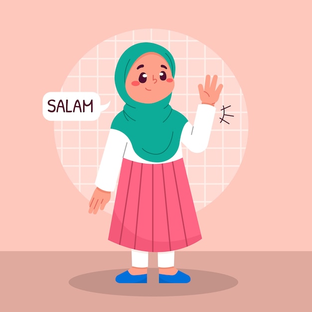 Hand drawn flat design salam illustration