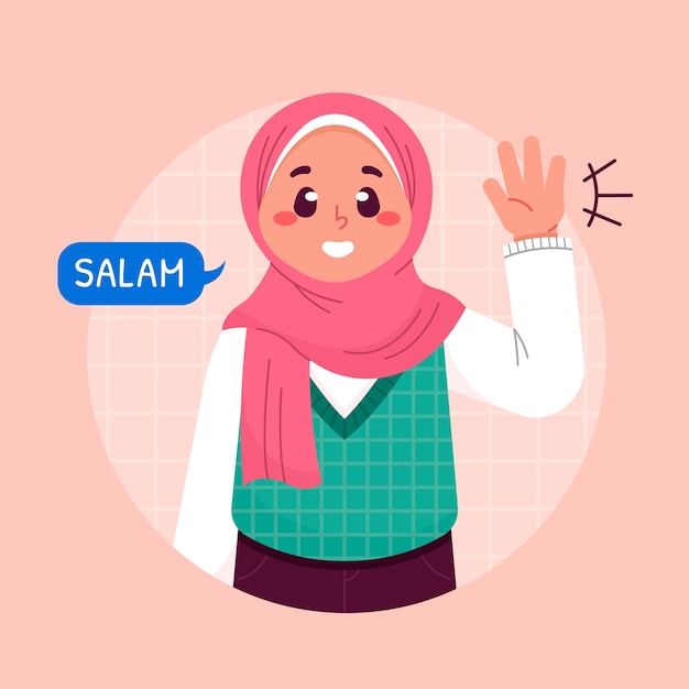 Hand drawn flat design salam illustration