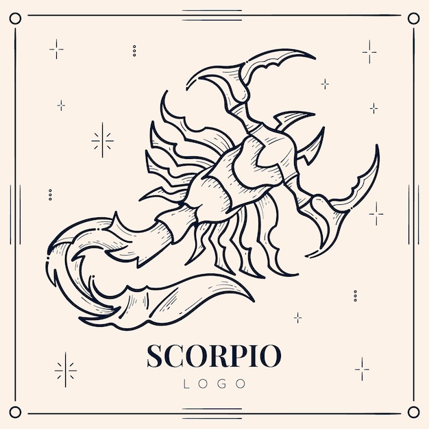 Modello di logo scorpione design piatto disegnato a mano