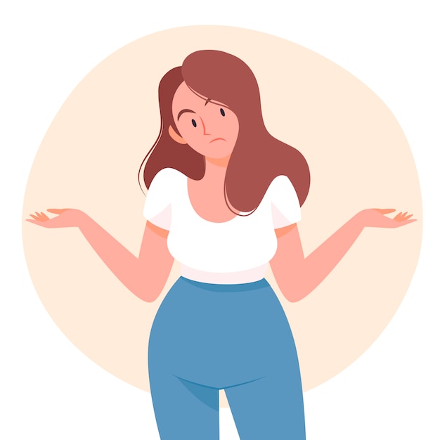 Hand drawn flat design shrug illustration