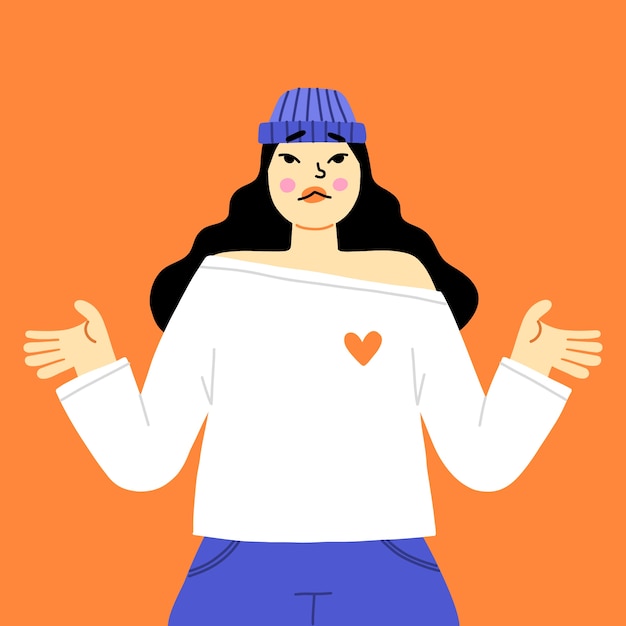 Hand drawn flat design shrug illustration