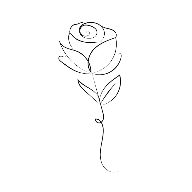 Hand drawn flat design simple flower outline