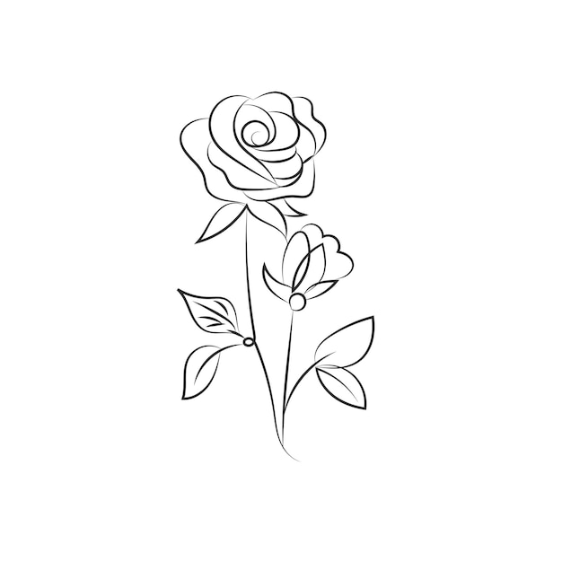 Hand drawn flat design simple flower outline