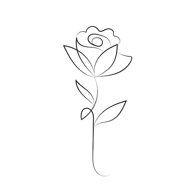 Hand drawn flat design simple flower outline