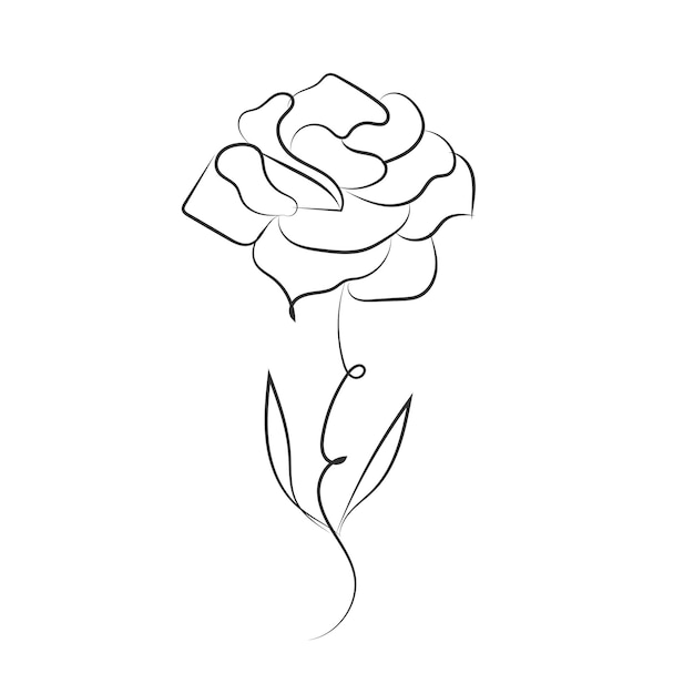 Vector hand drawn flat design simple flower outline