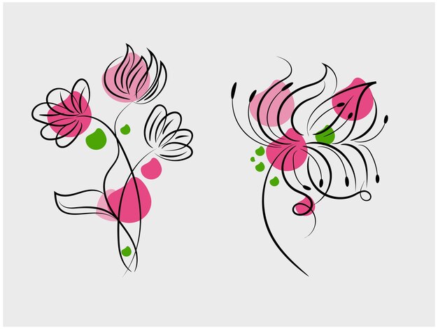 Hand drawn flat design simple flower outline