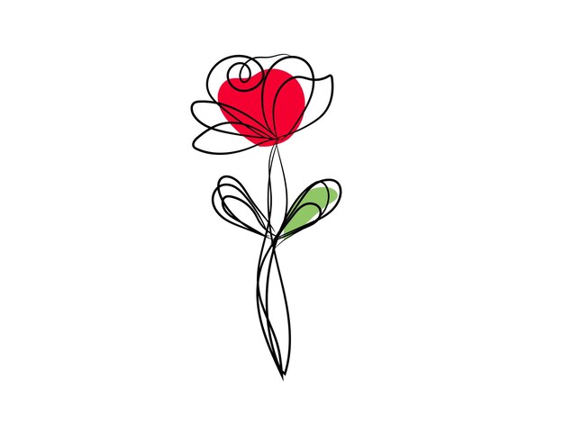 Vector hand drawn flat design simple flower outline