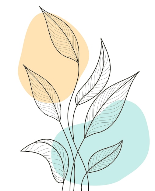 Hand Drawn Flat Design Simple Flower and Tropical Plant Outline