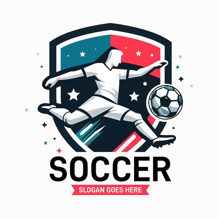 Vector hand drawn flat design soccer logo