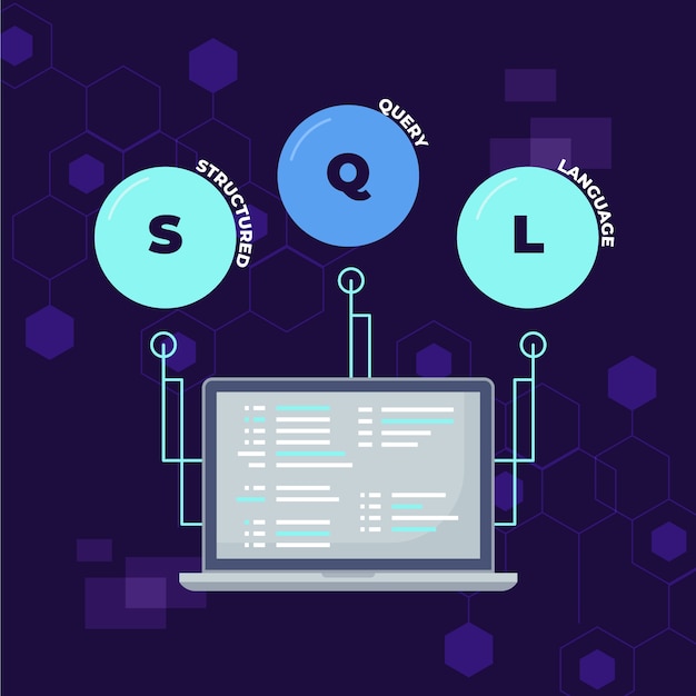 Ручной обращается плоский дизайн иллюстрации sql