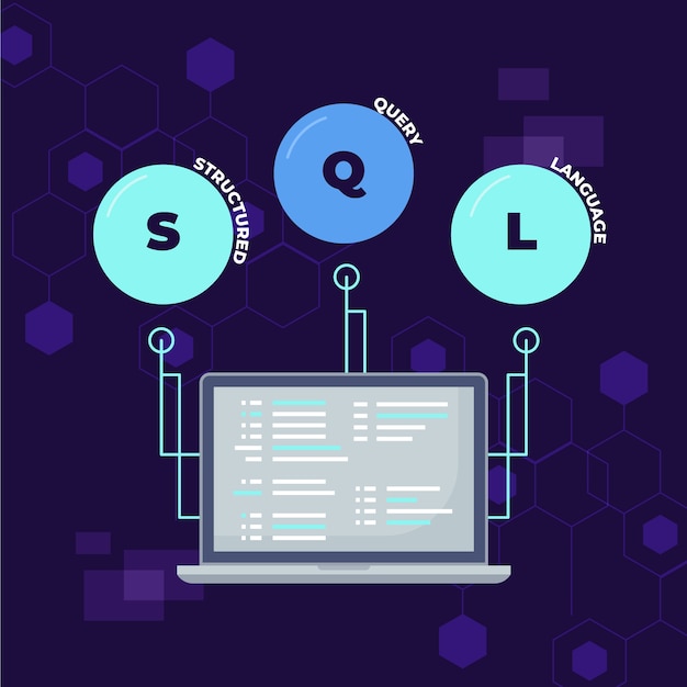 Hand drawn flat design sql illustration