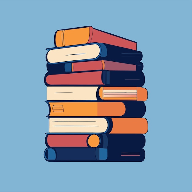 Vector hand drawn flat design stack of books illustration