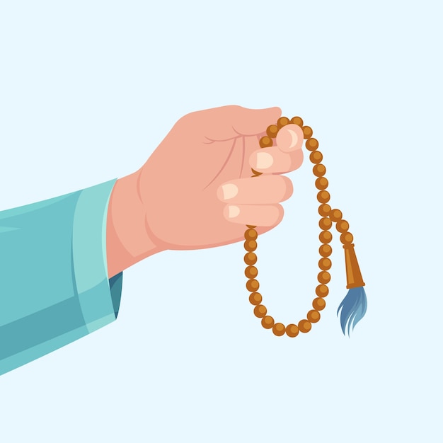 Vector hand drawn flat design tasbih illustration