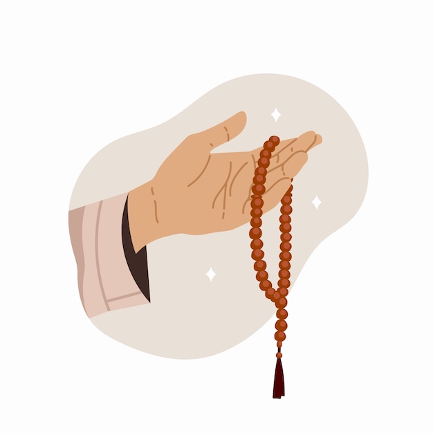 벡터 손으로 그린 평면 디자인 tasbih 그림