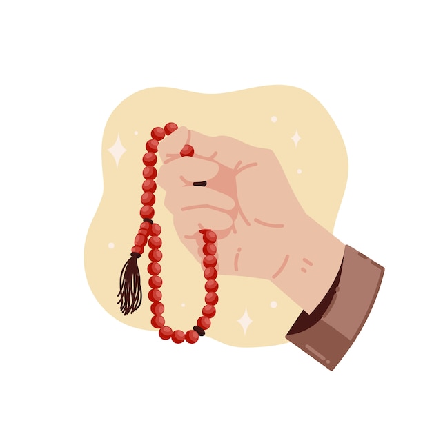 Vector hand drawn flat design tasbih illustration