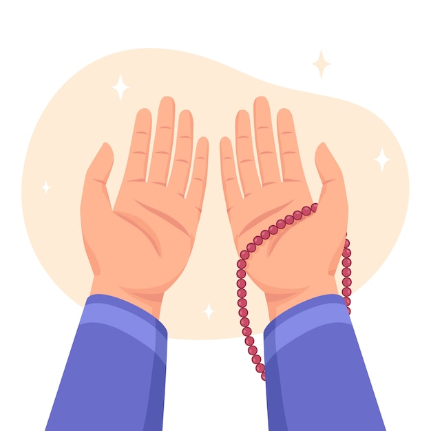 Illustrazione di tasbih design piatto disegnato a mano