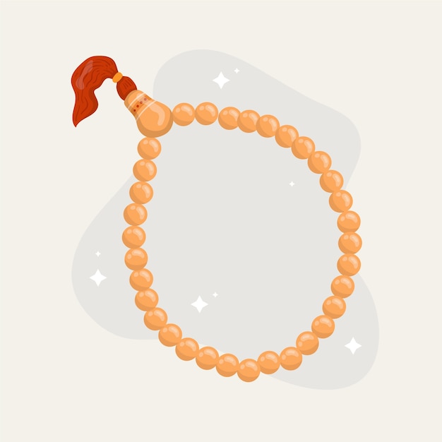 Illustrazione di tasbih design piatto disegnato a mano