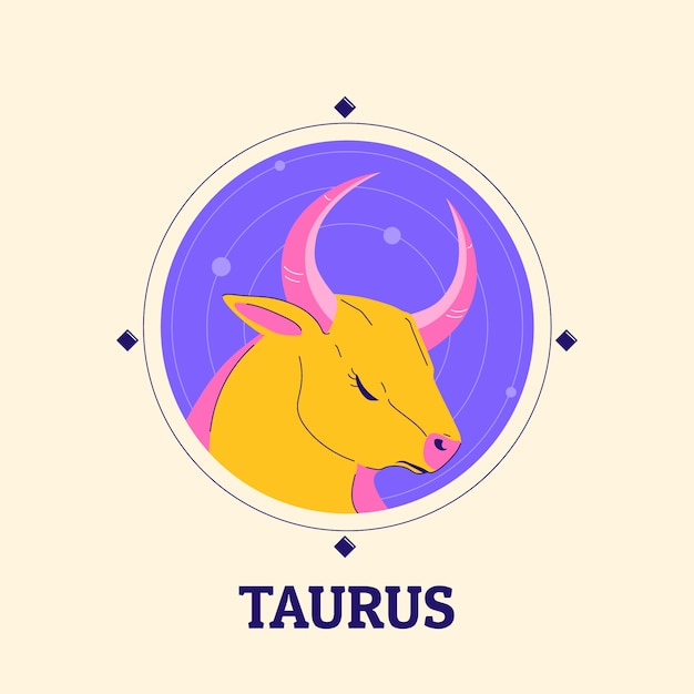 Vector hand drawn flat design 

taurus
 logo