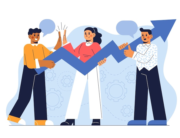 Vector hand drawn flat design teamwork concept