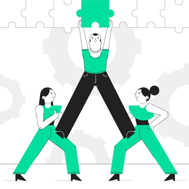 Vector hand drawn flat design teamwork concept