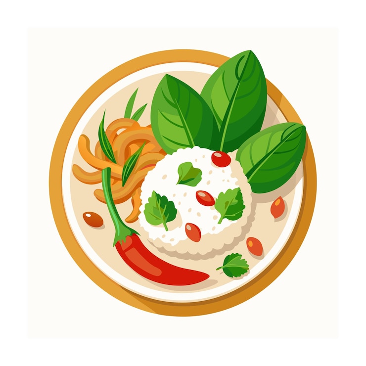 Vector hand drawn flat design thai food illustration