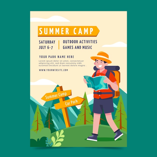 Vector hand drawn flat design travel poster