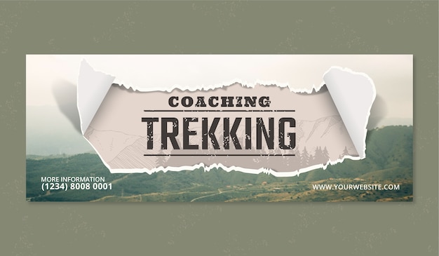 Vettore copertina facebook trekking design piatto disegnato a mano