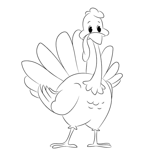 Hand drawn flat design turkey outline