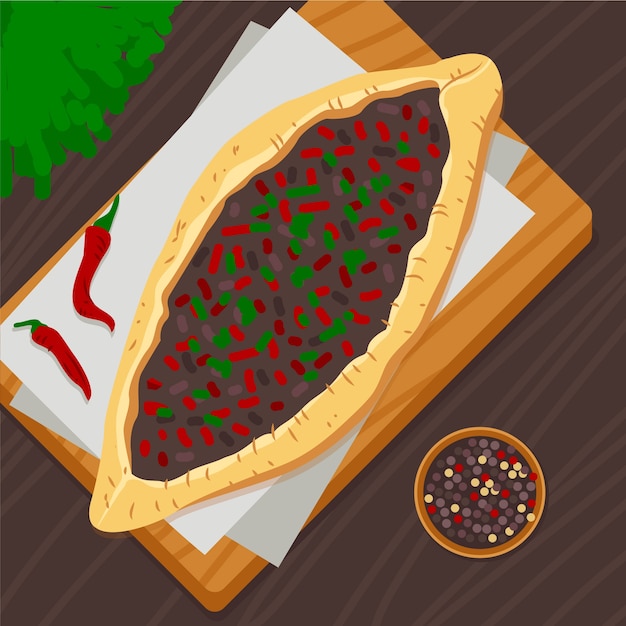 手描きフラットデザイントルコ料理イラスト