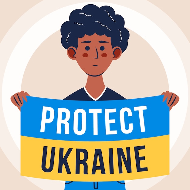 Vector hand drawn flat design ukraine war illustration