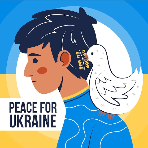 손으로 그린 평면 디자인 우크라이나 전쟁 그림