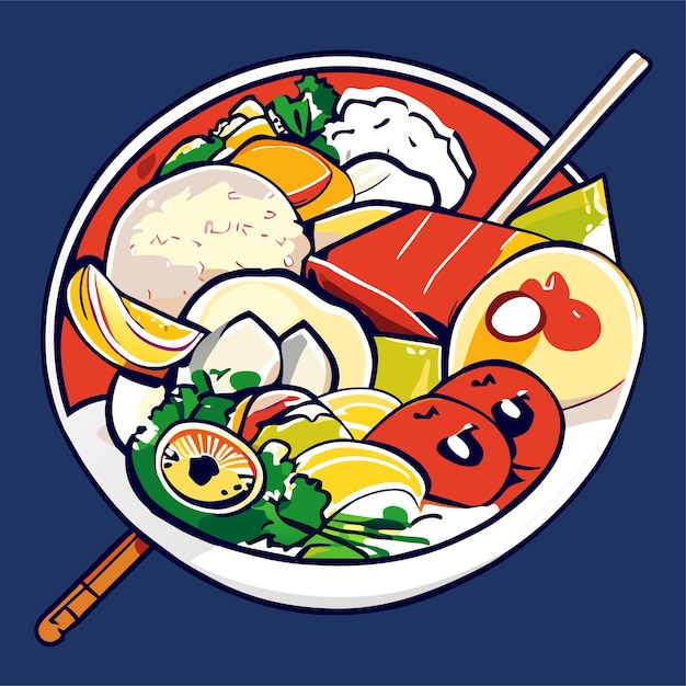 Hand drawn flat design vietnamese food illustration